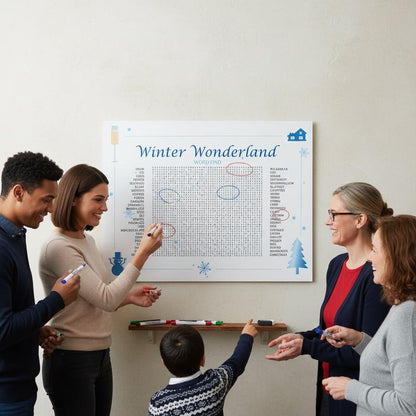 Winter Wonderland Word Search Game – Big 32x24” Christmas Party Activity for Kids, Adults, Classroom Fun