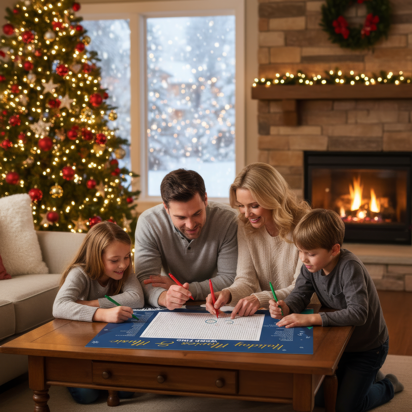 Winter Wonderland Word Search Game – Big 32x24” Christmas Party Activity for Kids, Adults, Classroom Fun