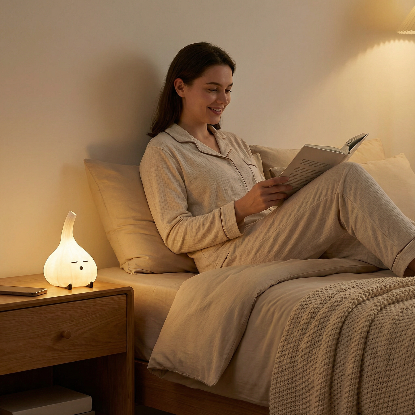 Cute Garlic Night Light | Kawaii Kitchen Decor Lamp | Funny Foodie Gift | Vampire Repellent Desk Buddy | USB Powered Vegetable Mood Lighting