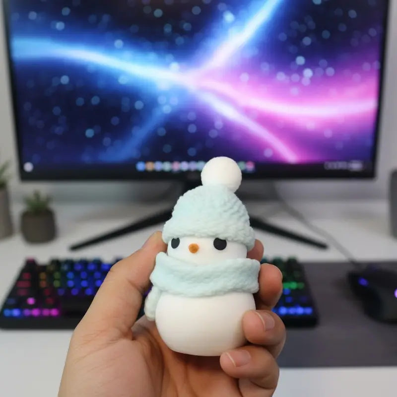 Articulated Snowman Fidget Clicker | Poseable Christmas Desk Decor | Cute 3D Print Xmas Buddy & Stocking Stuffer | Stress Relief Gift